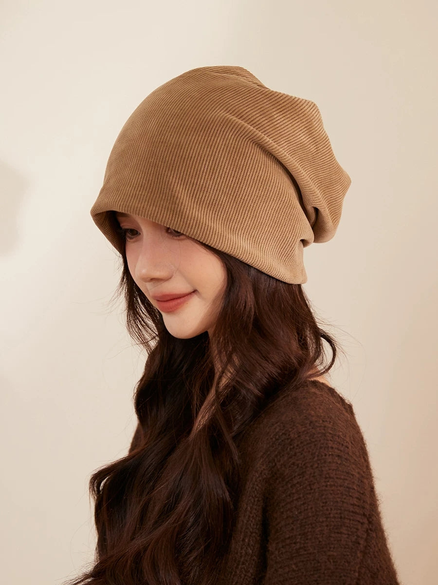 Women Corduroy Slouchy Beanie – Relaxed Vintage Versatile Hat