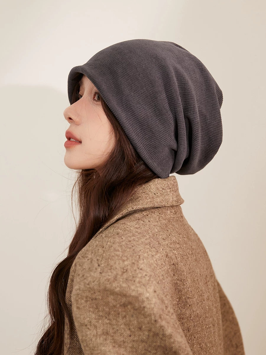 Women Corduroy Slouchy Beanie – Relaxed Vintage Versatile Hat