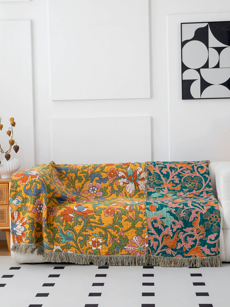 Floral Jacquard Towel Blanket – Soft Skin Friendly Lightweight Throw Quilt