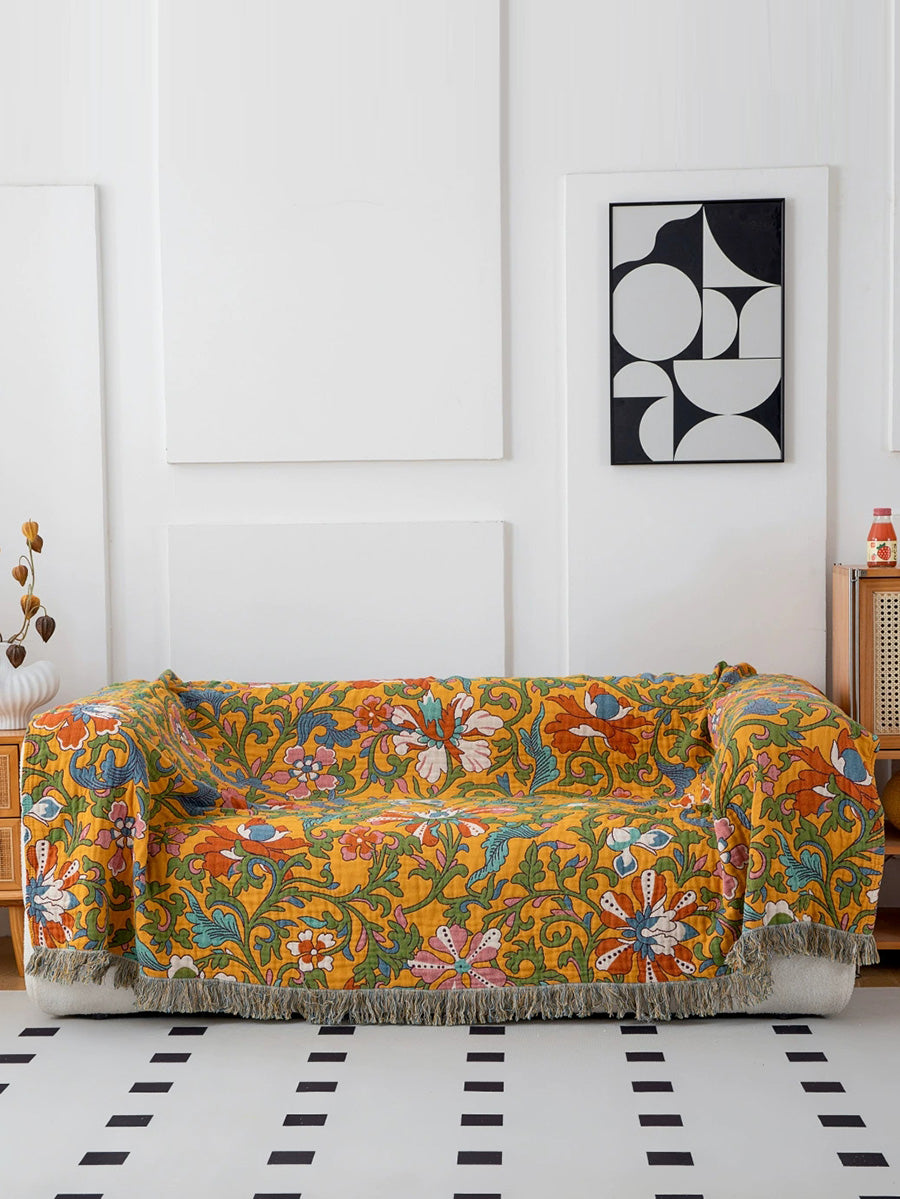 Floral Jacquard Towel Blanket – Soft Skin Friendly Lightweight Throw Quilt