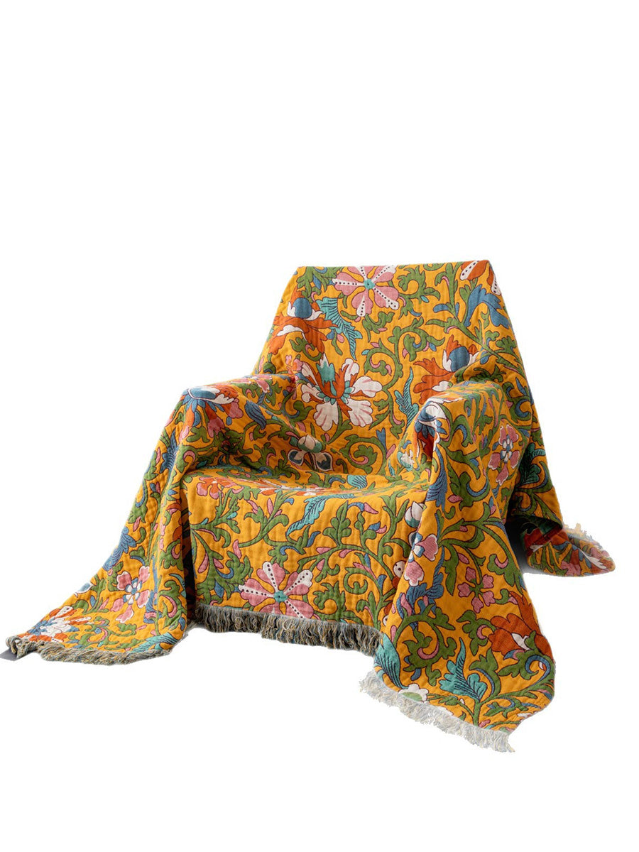 Floral Jacquard Towel Blanket – Soft Skin Friendly Lightweight Throw Quilt