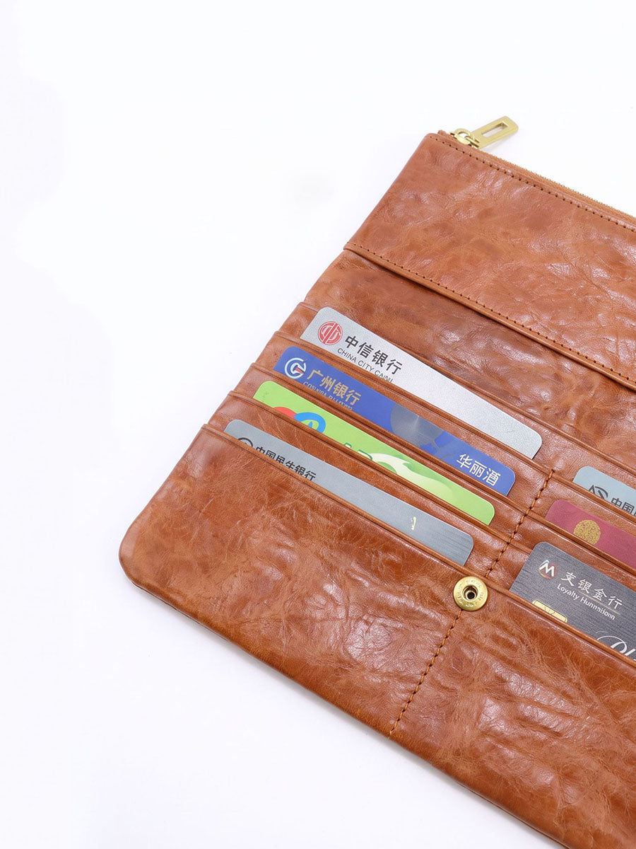 Women Genuine Leather Multi-Card Clutch – Chic Versatile Coin Purse
