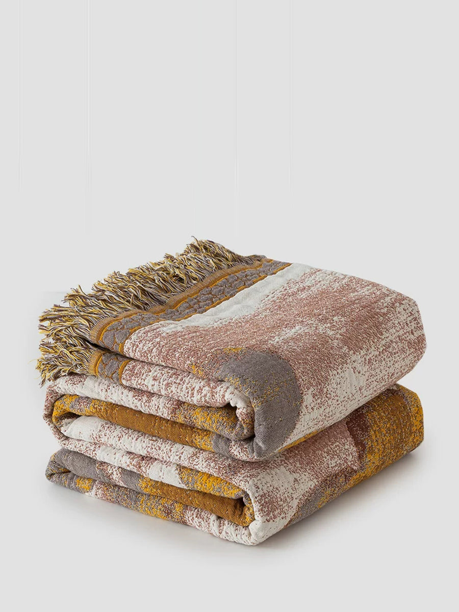100% Cotton Gauze Fringed Soft Breathable Throw Blanket