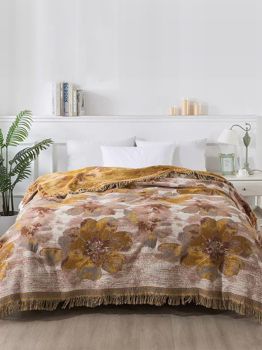 100% Cotton Gauze Fringed Soft Breathable Throw Blanket