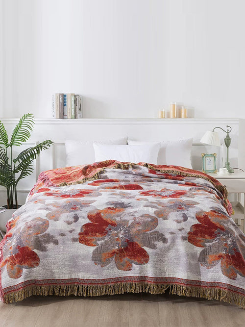 100% Cotton Gauze Fringed Soft Breathable Throw Blanket
