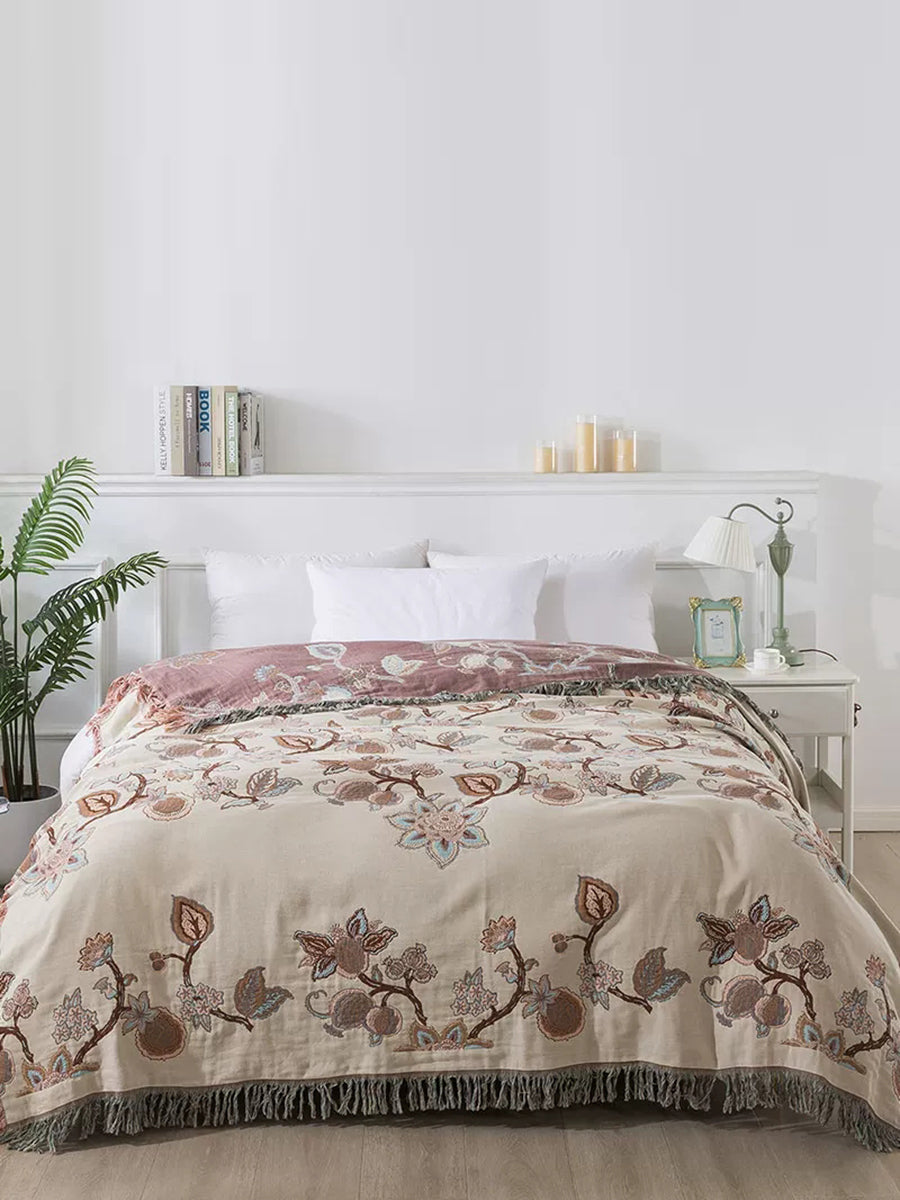 100% Cotton Gauze Fringed Soft Breathable Throw Blanket