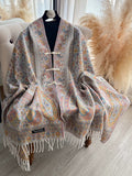 Women Paisley Jacquard New Chinese Style Frog-Button Versatile Shawl