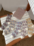5 Pairs Women Floral Jacquard Mid-Calf Cotton Socks