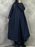 Women Minimalist Stand Up Collar Long Trench Coat