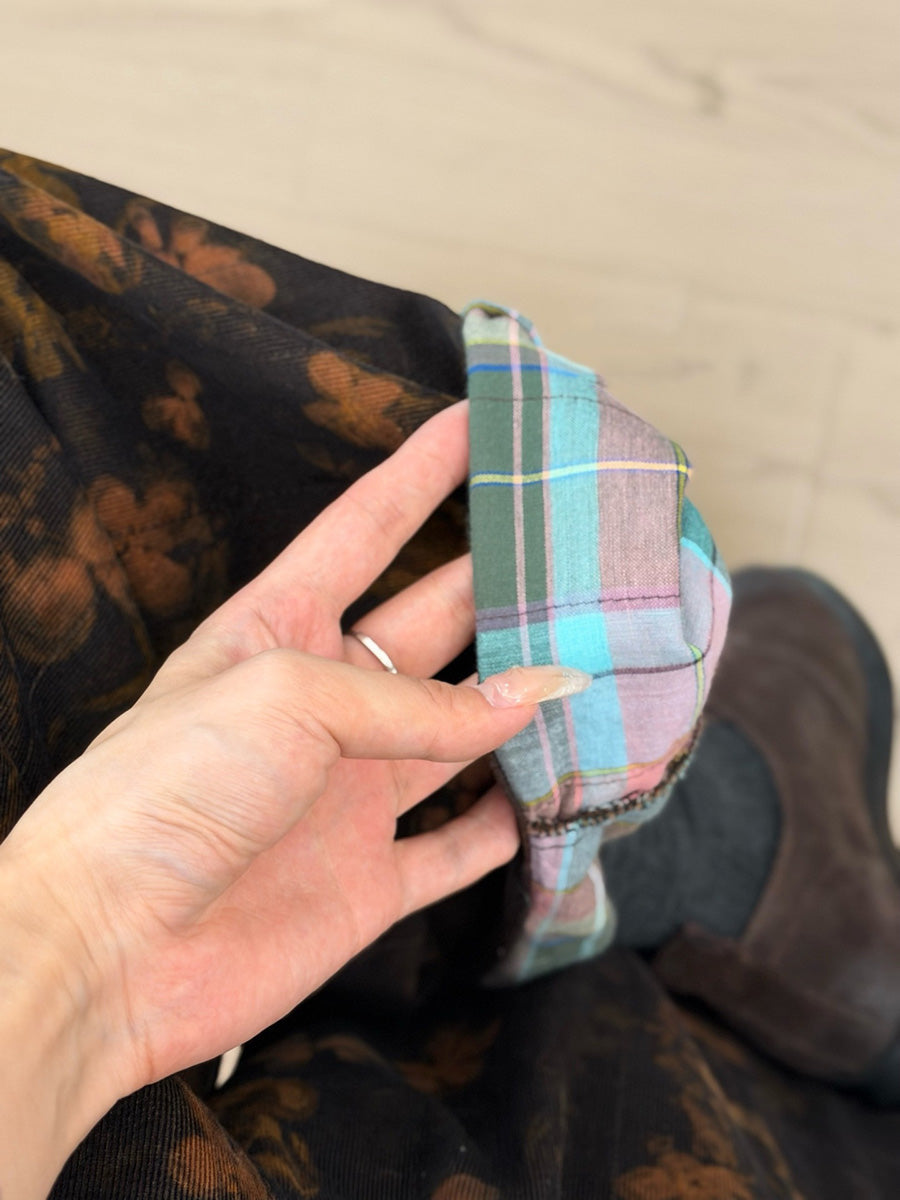 Women Autumn Literary Printed Straight Loose Corduroy Pants