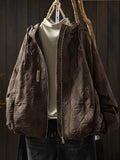 Women Minimalist Quilted Drawstring Hooded Jacket