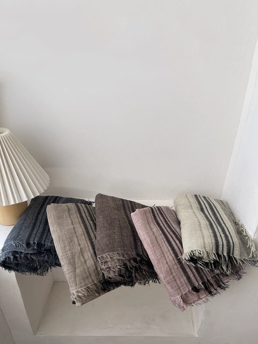 Women Vintage Stripe Fringe Versatile Shawl Scarf