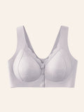 Women Front-Closure Seamless Lace Jacquard Bra – Side-Smoothing Anti-Sag Push-Up