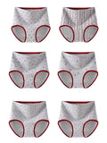 6 Pieces Women Printed High-Waist Cotton Underwear