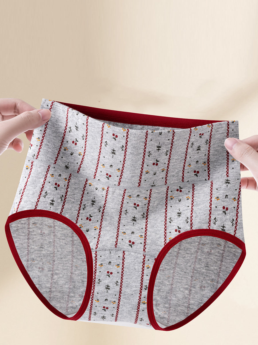 6 Pieces Women Printed High-Waist Cotton Underwear