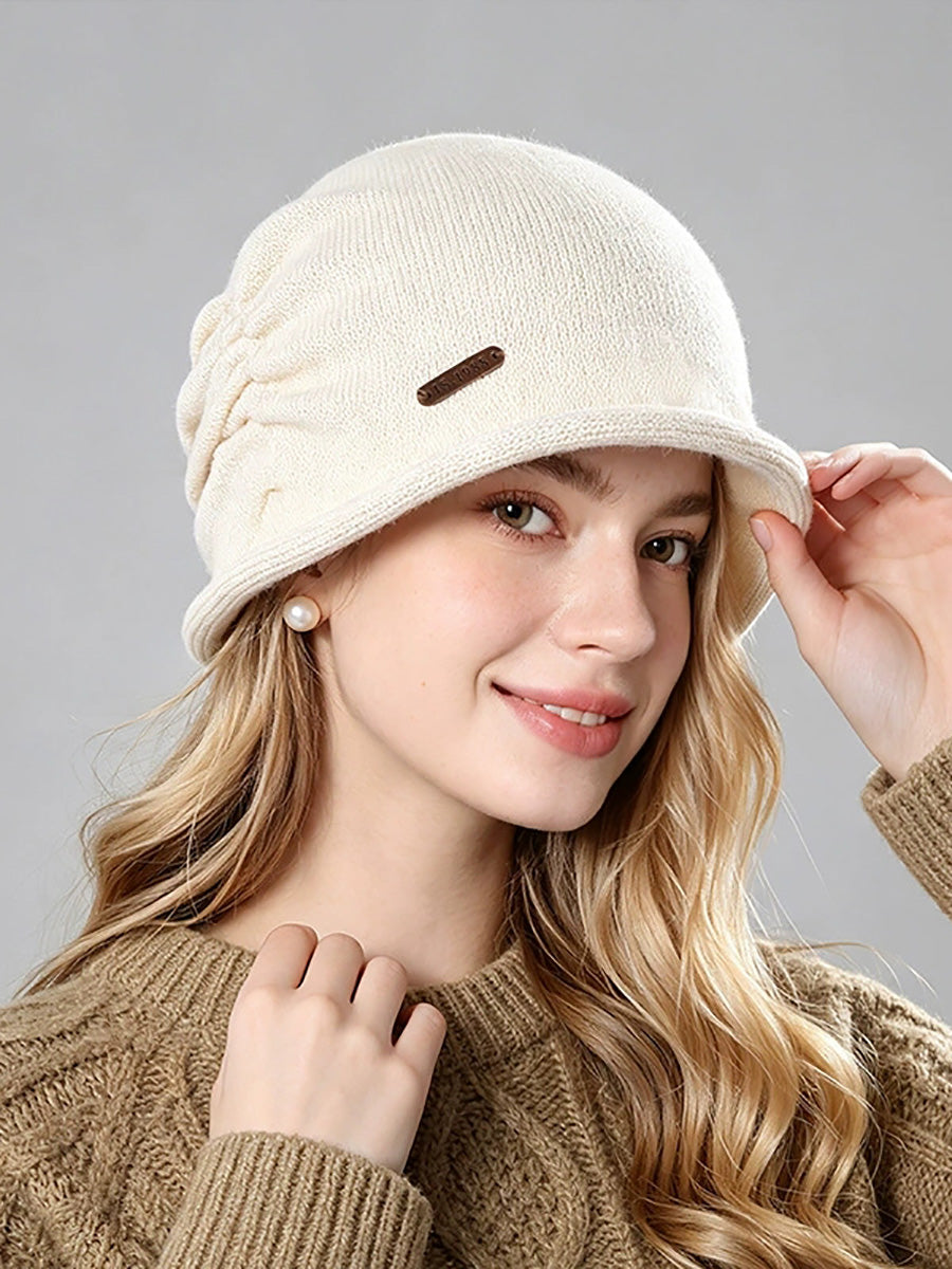 Women Wool Blend Slouchy Beanie – Fall Pleated Rolled Edge Versatile Warm Hat