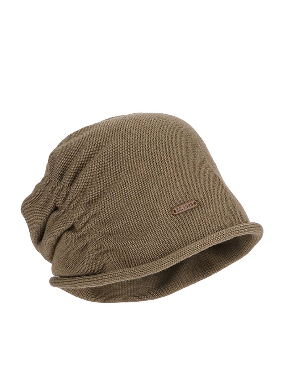 Women Wool Blend Slouchy Beanie – Fall Pleated Rolled Edge Versatile Warm Hat