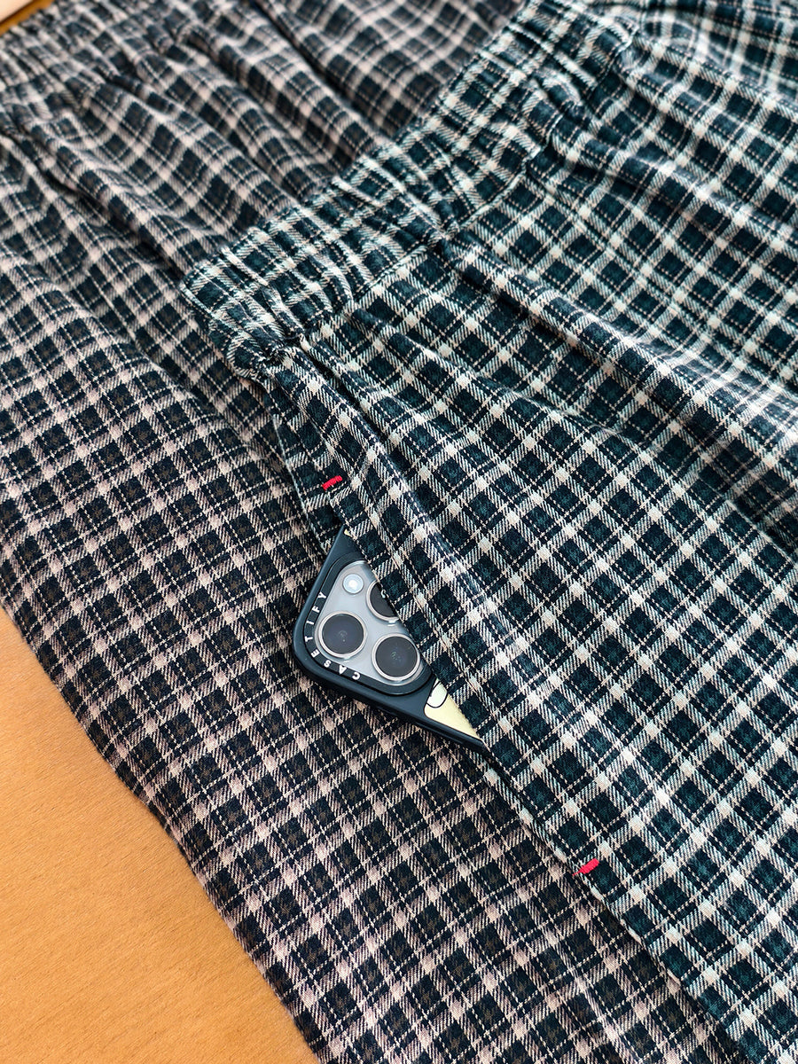 Women Literary 100% Cotton Yarn-Dyed Plaid Elastic A-Line Skirt