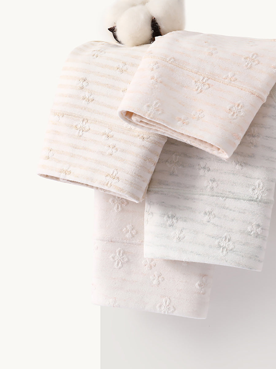 5 Pieces Women Natural Colored Cotton Jacquard Antibacterial Briefs