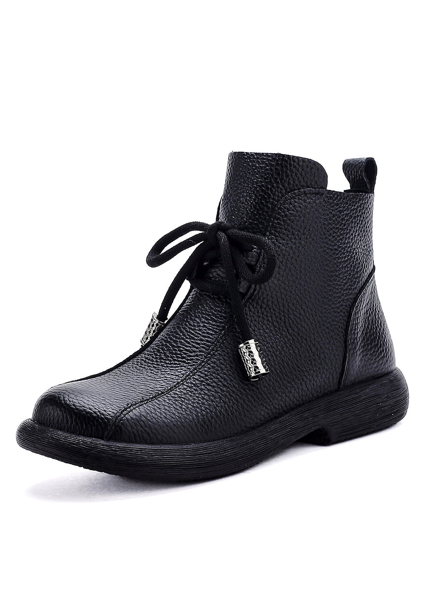 Women Retro Genuine Leather Autumn Platform Comfortable Boots