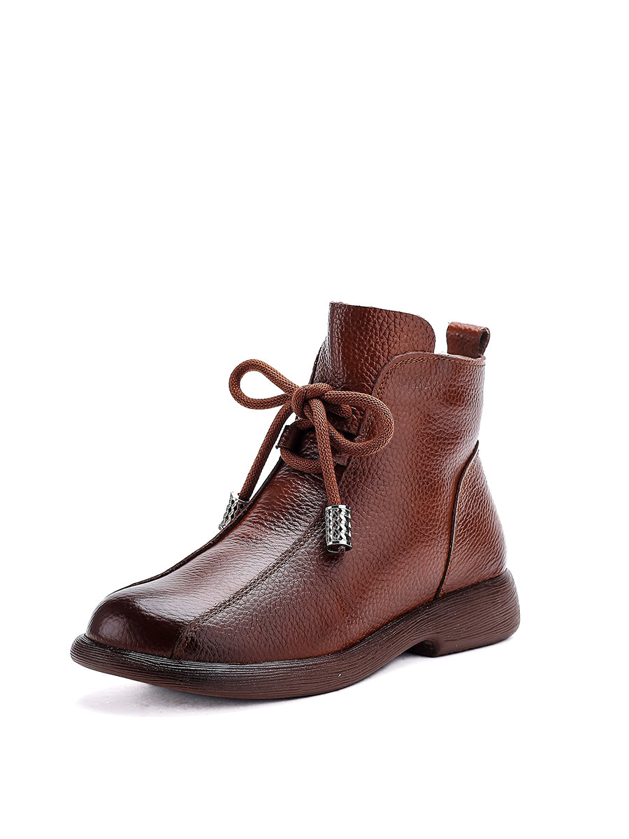 Women Retro Genuine Leather Autumn Platform Comfortable Boots