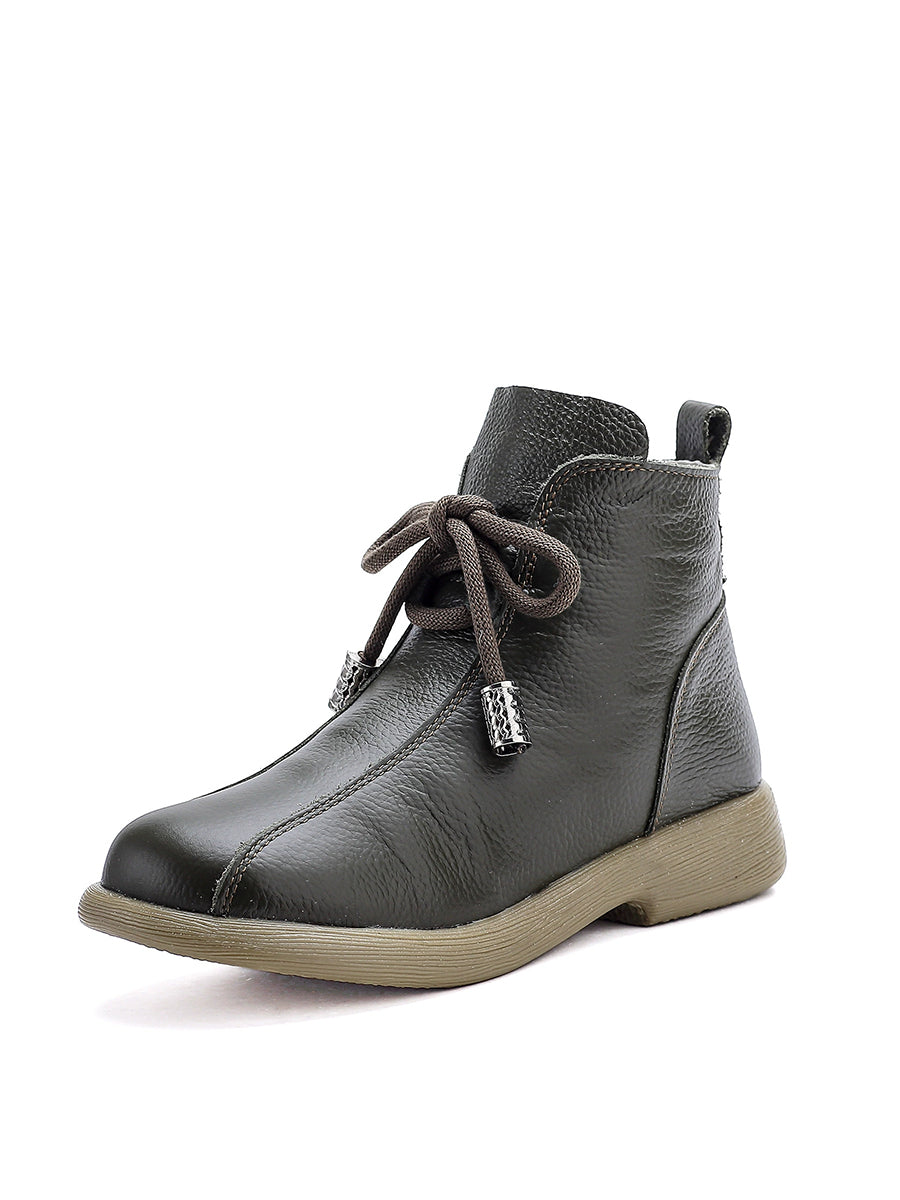 Women Retro Genuine Leather Autumn Platform Comfortable Boots