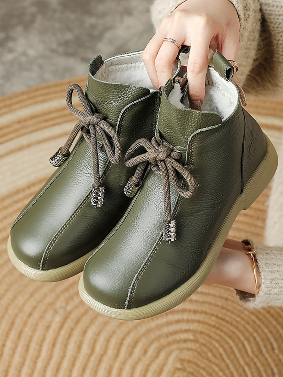 Women Retro Genuine Leather Autumn Platform Comfortable Boots