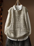 Women Fall Casual Crew Neck Sleeveless Outerwear Knit Vest