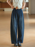 Women Vintage Distressed Elastic Waist Loose Slimming Versatile Jeans