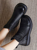 Women Vintage Genuine Leather Autumn Flat Ankle Boots