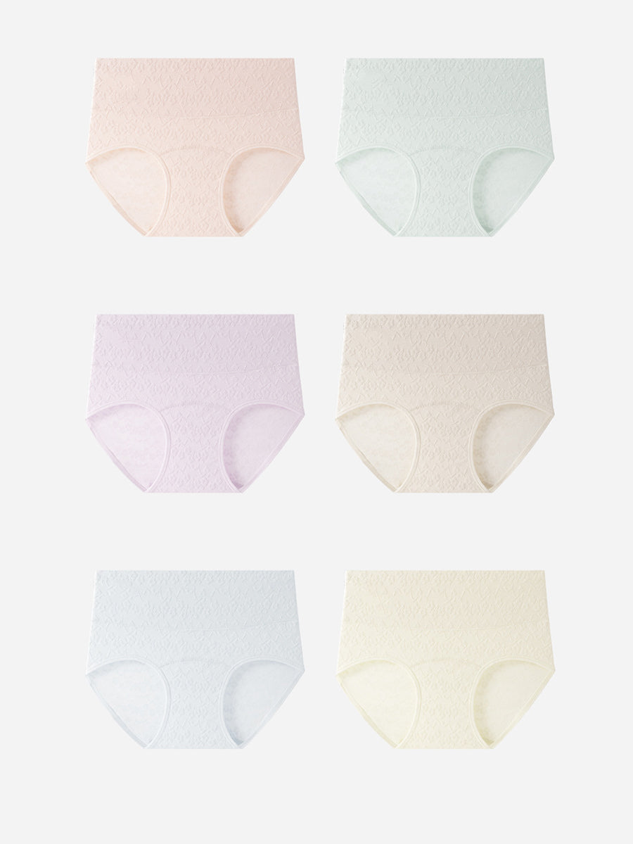 6 Pieces Women Cotton High-Waist Antibacterial Underwear