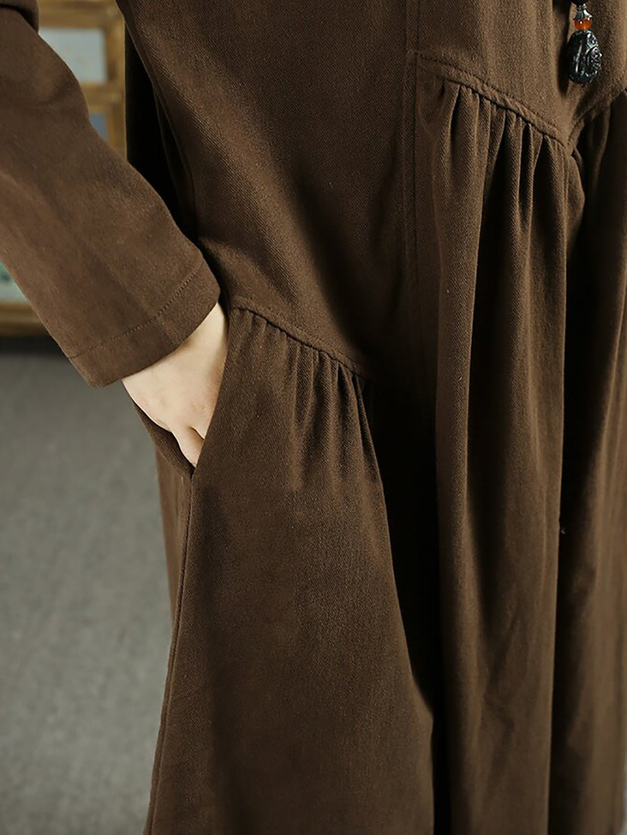 Women Literary Round Neck Gathered Midi Dress