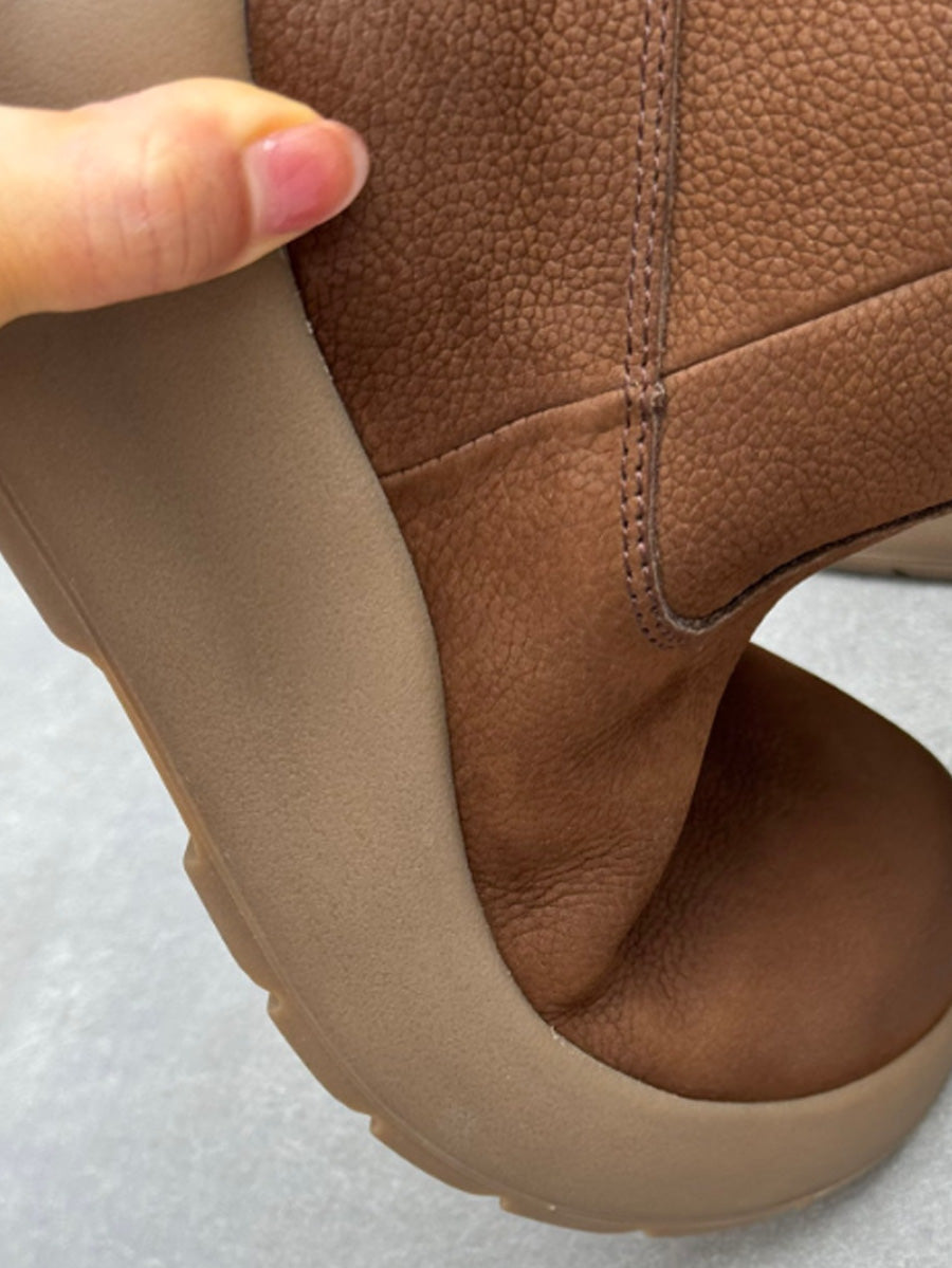 Women Fall Winter Genuine Leather Platform Casual Mid-Calf Boots