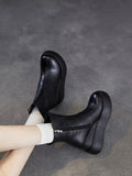 Women Soft Genuine Leather Platform Height-Boosting Boots