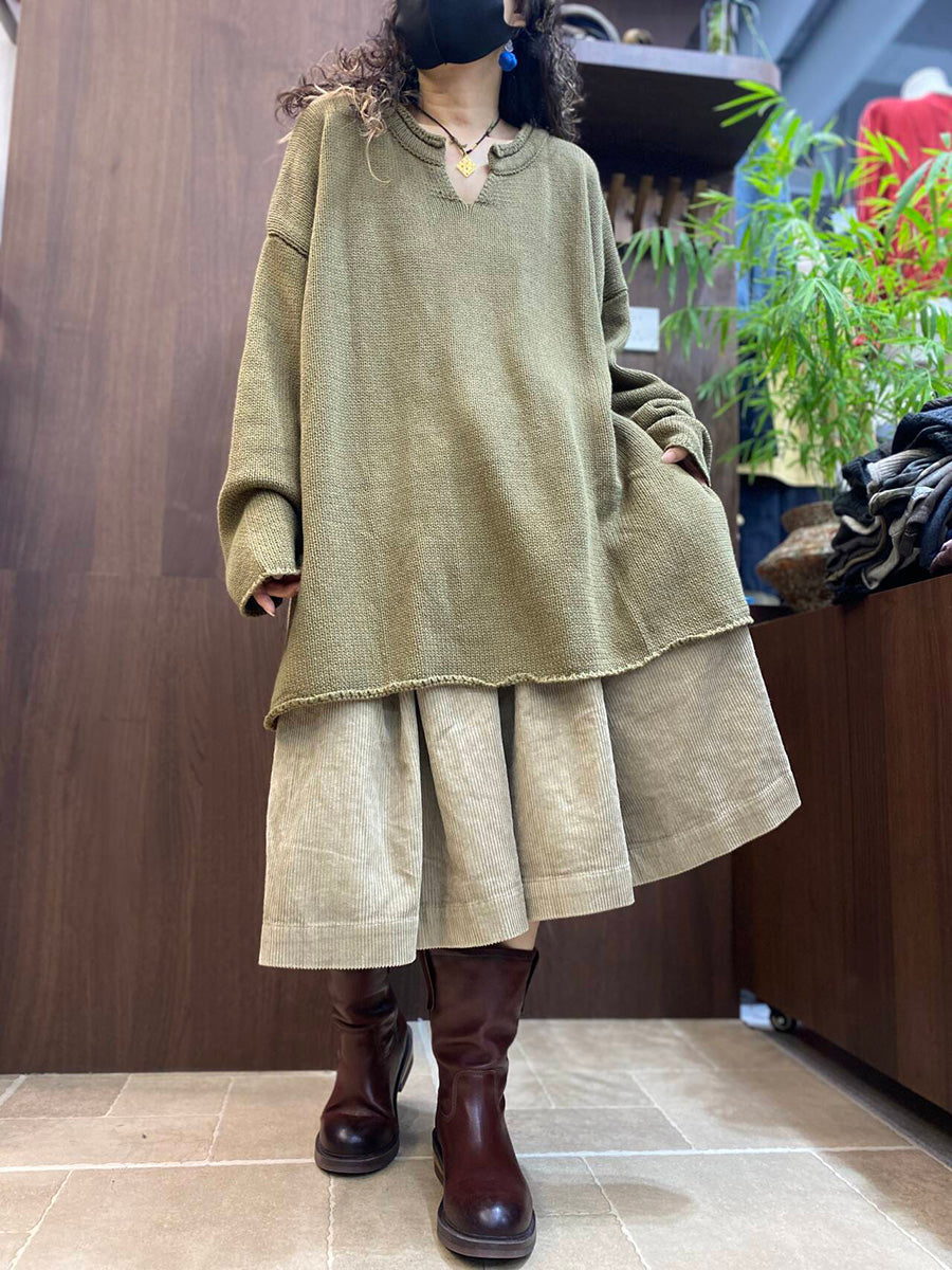 Women Fall Artsy Long Sleeve Oversized Knit Top