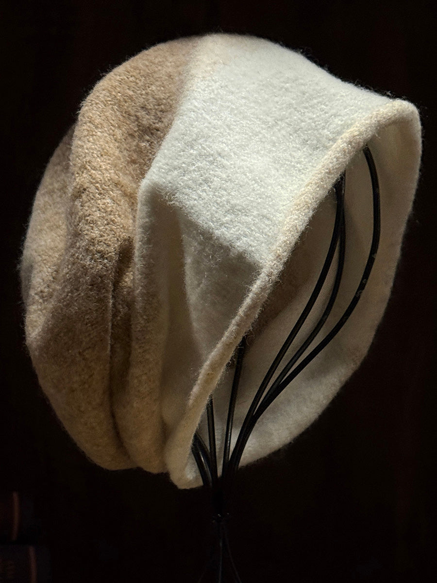 Women Autumn Winter Gradient Color-Block Knit Slouchy Beanie