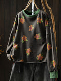 Women Casual Floral Cotton Loose Sweatshirt