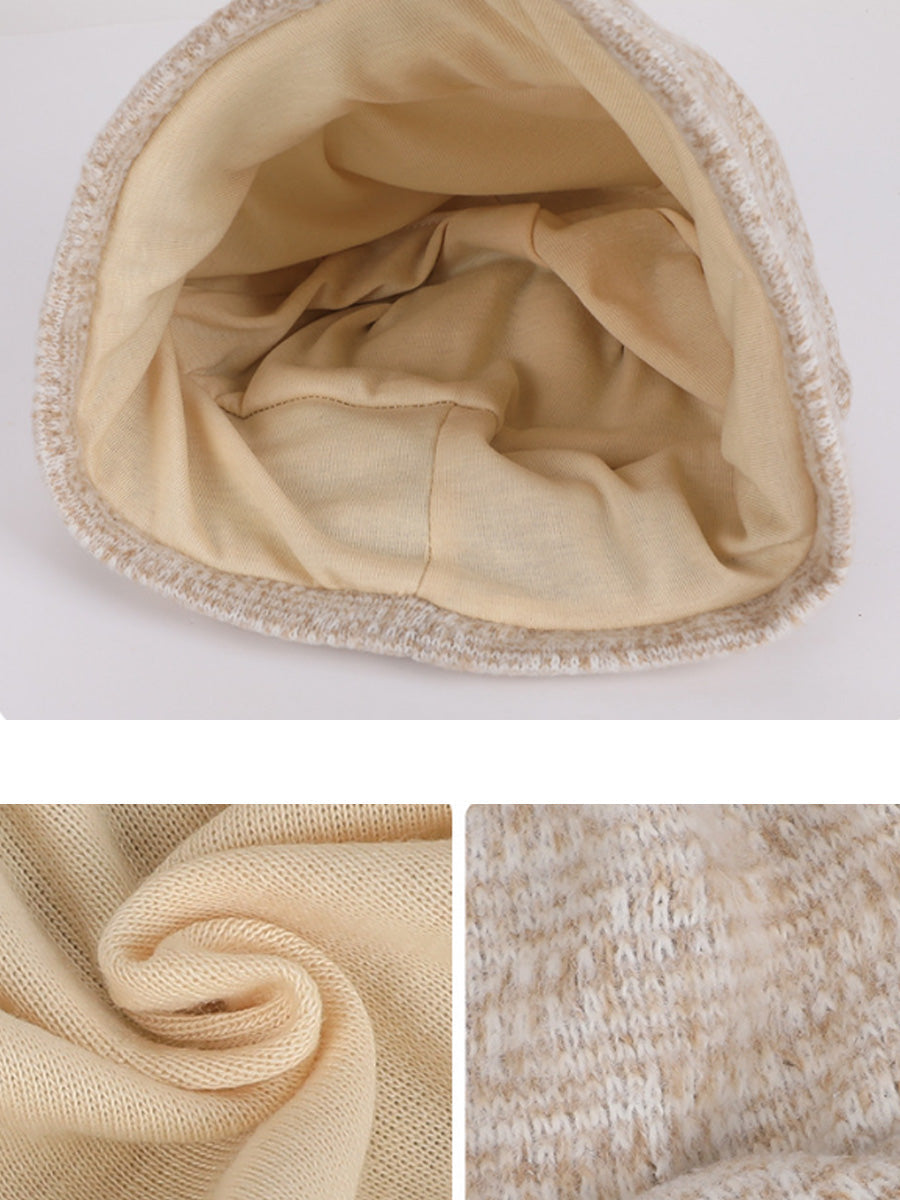 Women Lazy Style Fleece Slimming Face Knit Slouchy Beanie