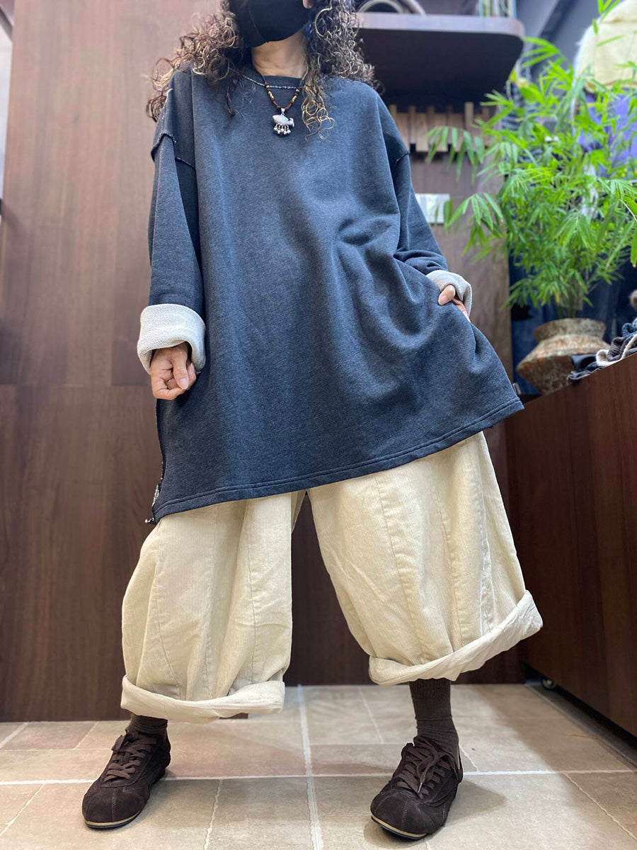 Women Lazy Style Solid Oversized Long Sleeve T-Shirt