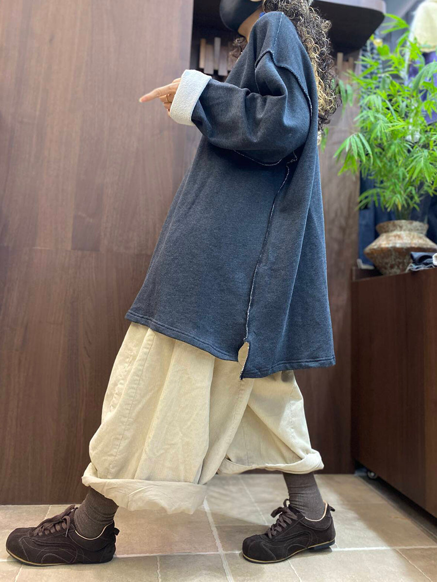Women Lazy Style Solid Oversized Long Sleeve T-Shirt