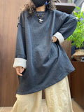 Women Lazy Style Solid Oversized Long Sleeve T-Shirt