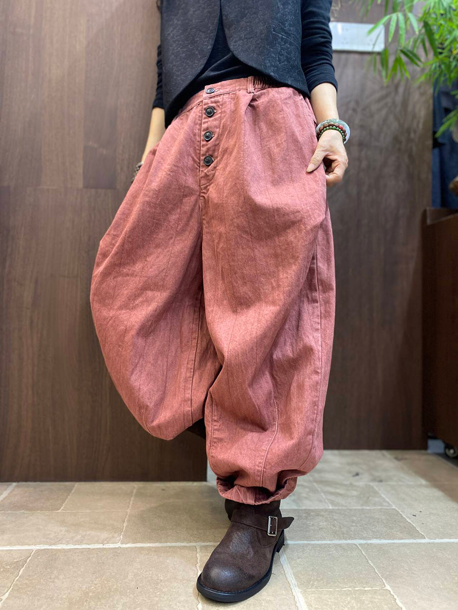 Women Literary Vintage Loose Casual Wide-Leg Pants