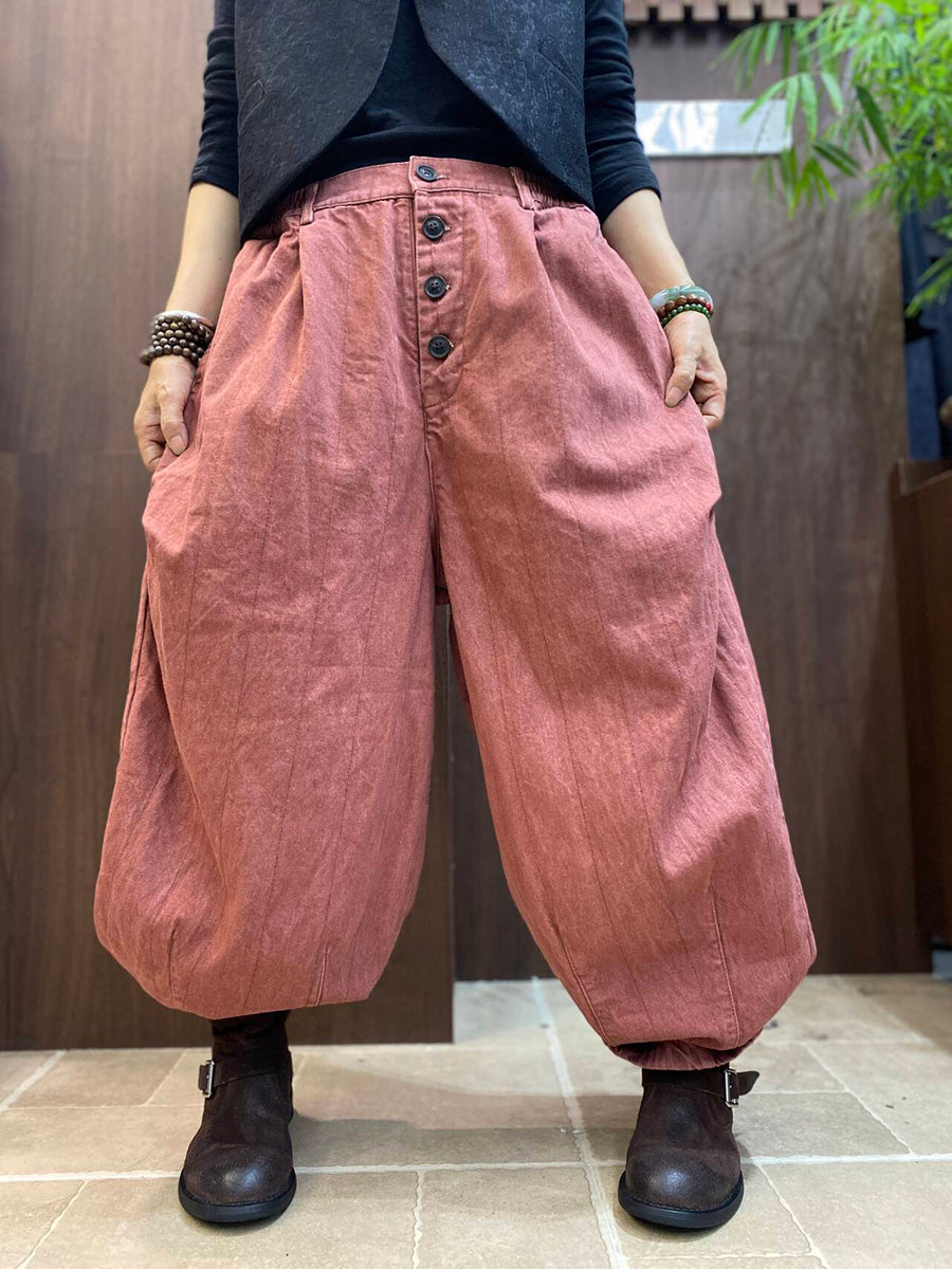 Women Literary Vintage Loose Casual Wide-Leg Pants
