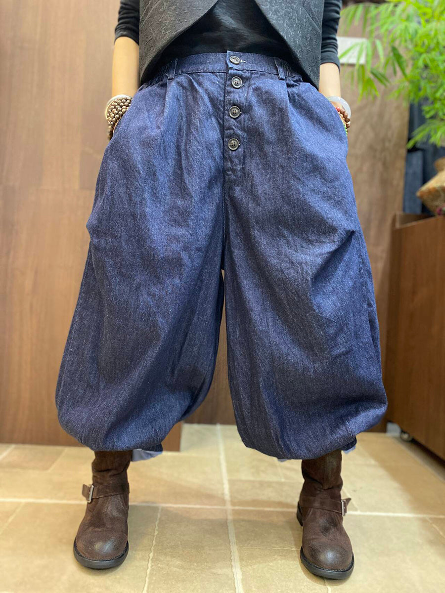 Women Literary Vintage Loose Casual Wide-Leg Pants