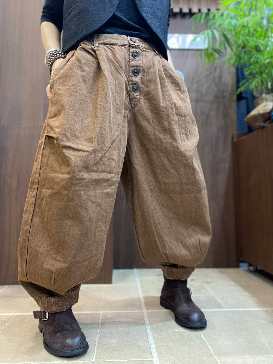 Women Literary Vintage Loose Casual Wide-Leg Pants