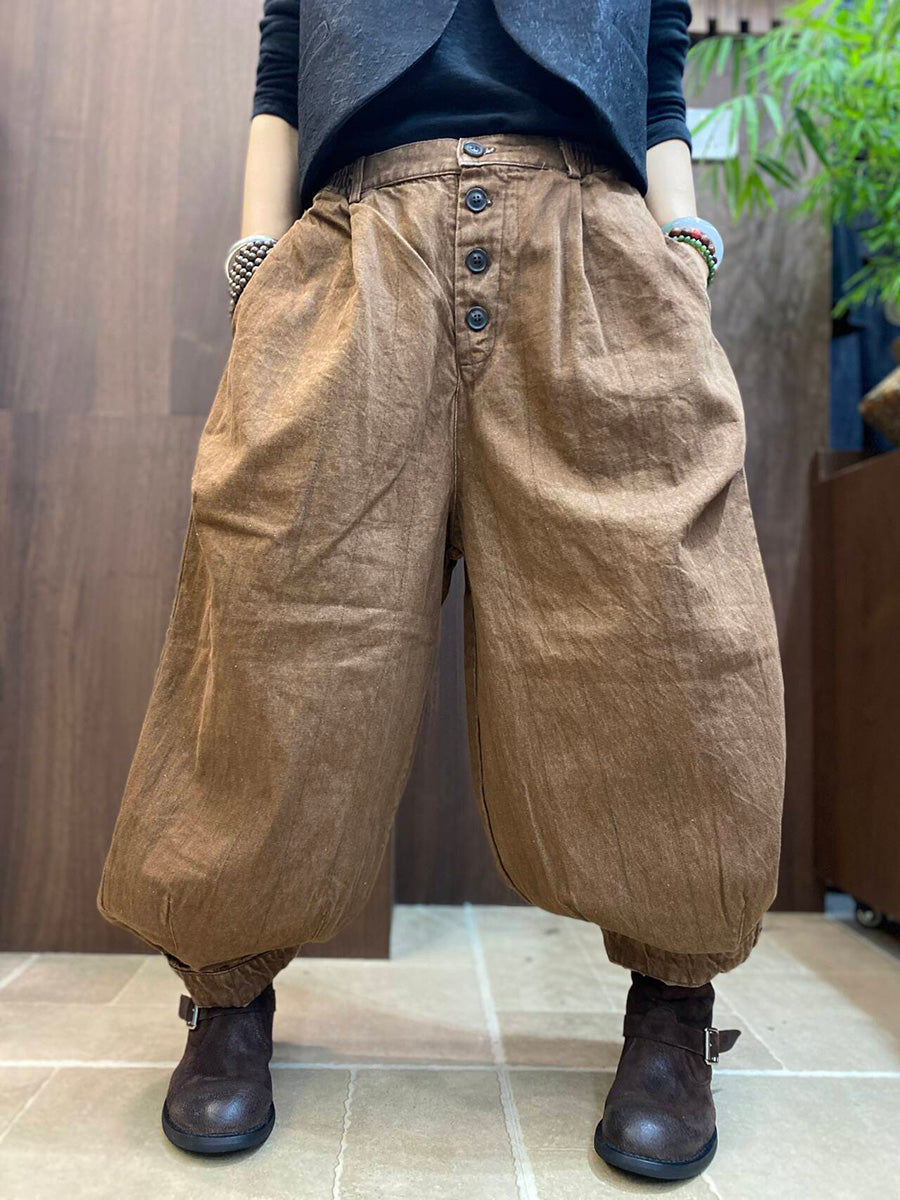 Women Literary Vintage Loose Casual Wide-Leg Pants