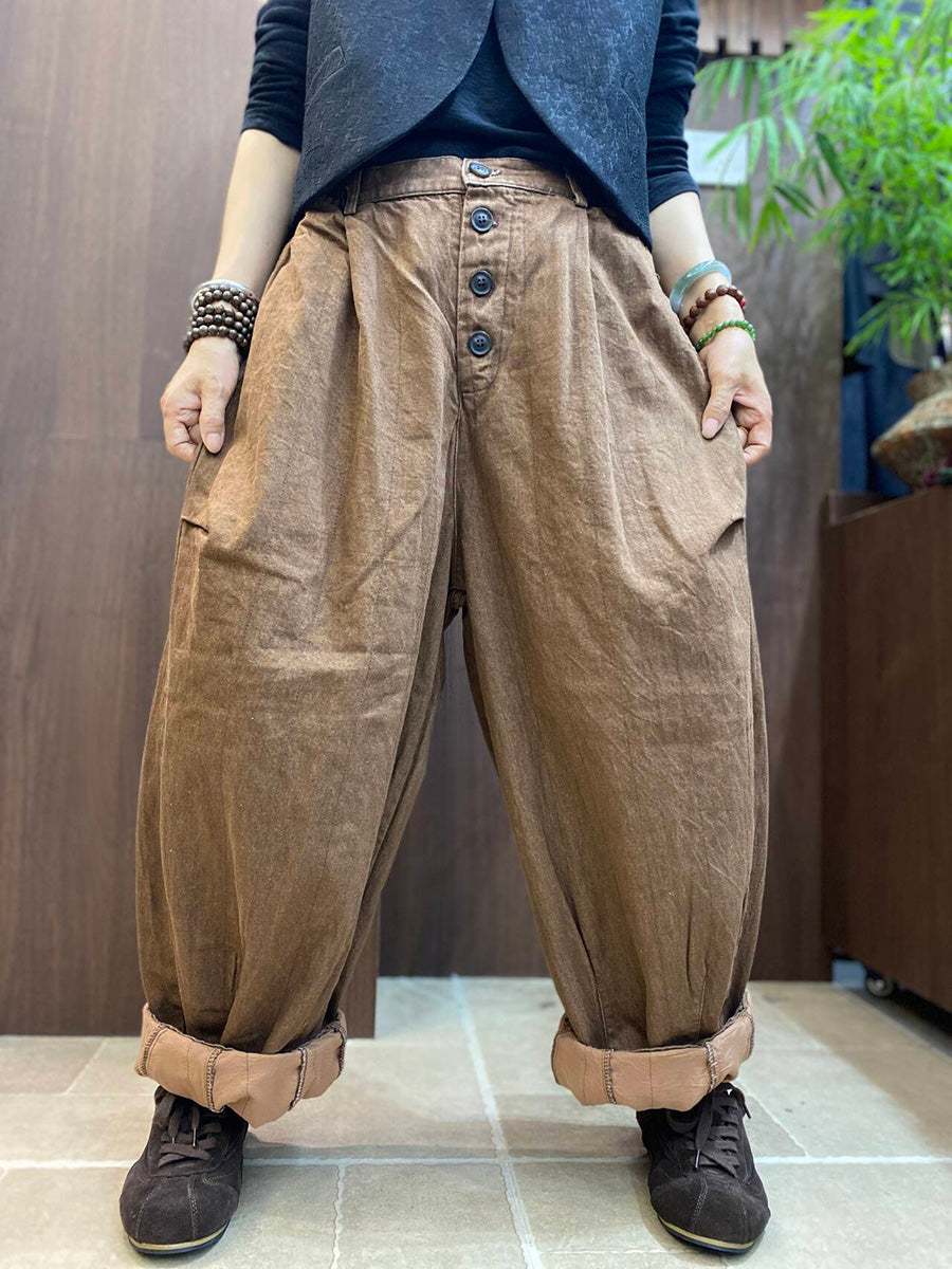 Women Literary Vintage Loose Casual Wide-Leg Pants