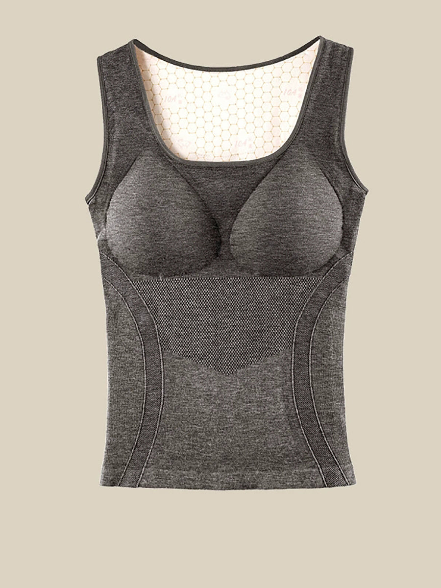 Women Double-Layer Wool Fleece-Lined Thermal Vest – Built-in Bra Shapewear Top