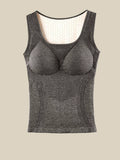 Women Double-Layer Wool Fleece-Lined Thermal Vest – Built-in Bra Shapewear Top
