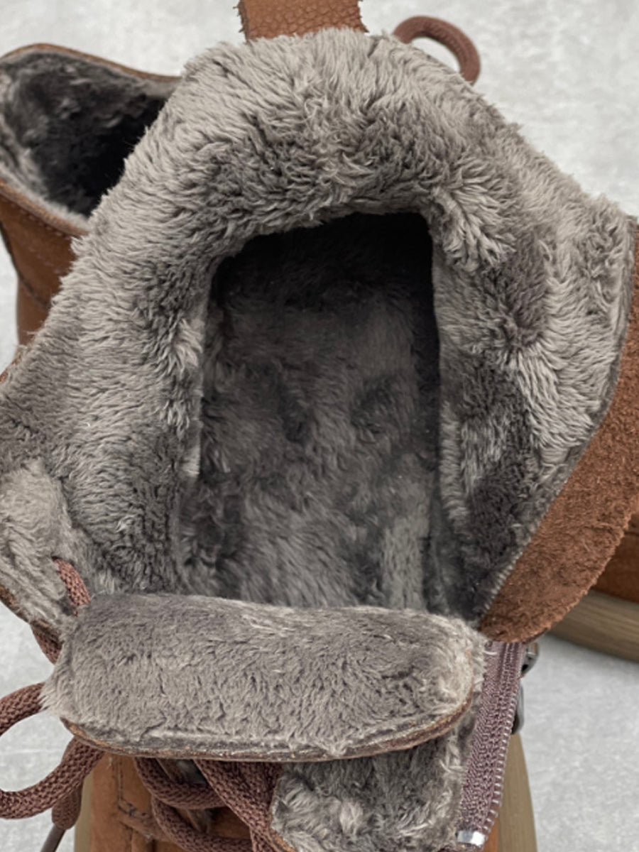 Women Retro Literary Soft Leather Flat Martin Boots